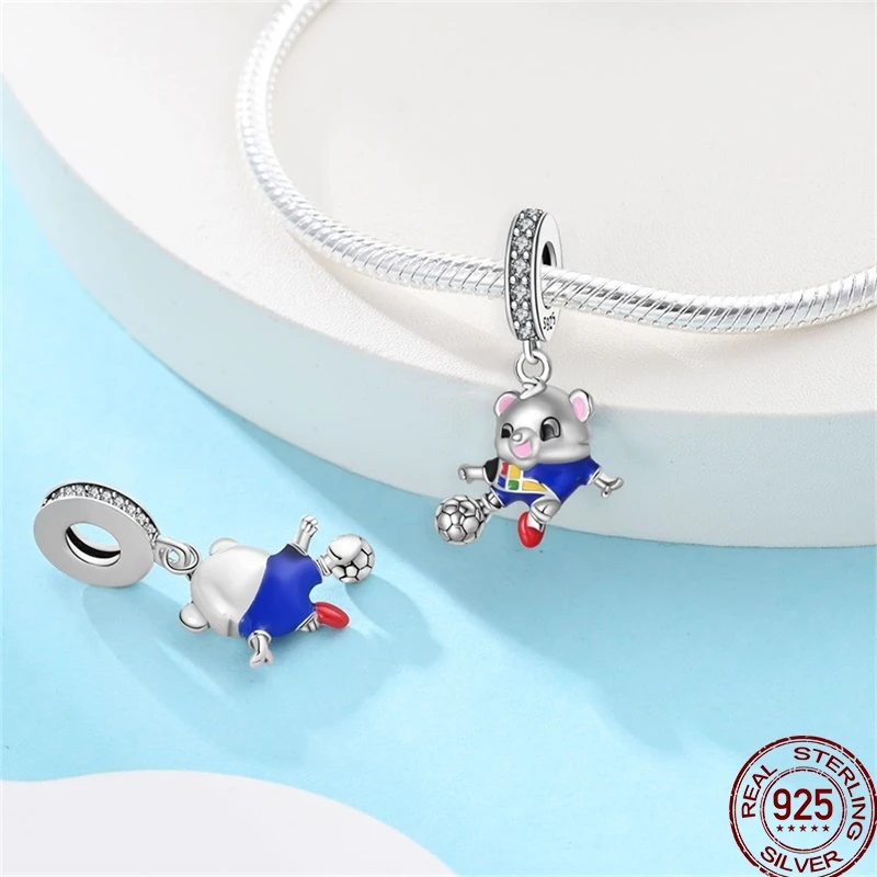 925 Silver Sports Football Golf Fitness Series Charm Suitable Original 3mm Bracelet Women Jewelry DIY Bead Personalized Creation