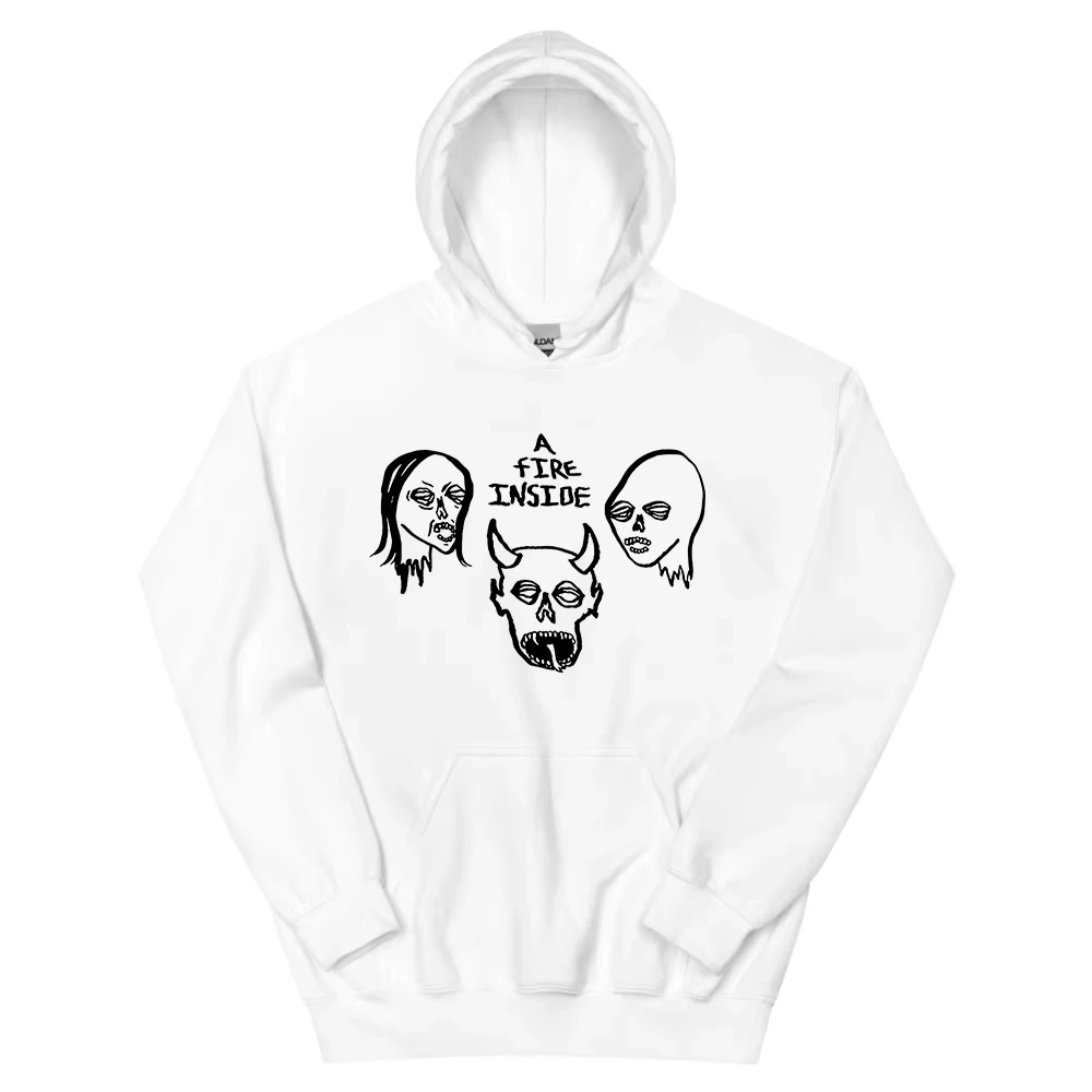 A Fire Inside Black Hoodie Faces Ivory AFI Graphic Sweatshirt Long Sleeve Fashion Hooded Pullovers Warm Men Women Leisure Hoodie