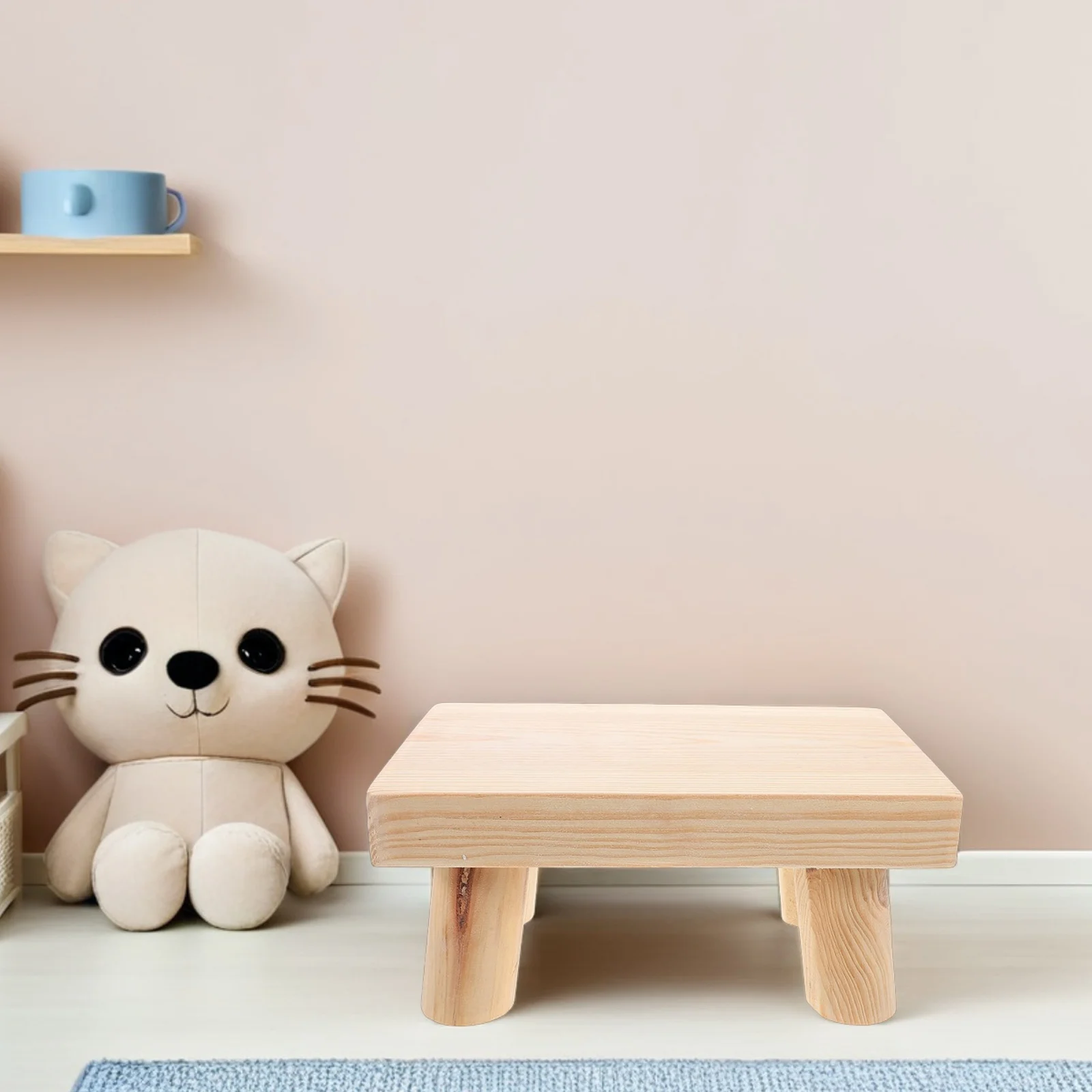 

Children Stool Toddler Step Small Short Wooden Bathroom Outdoor Kids Foot Changing Stable Portable Multifunctional Lightweight