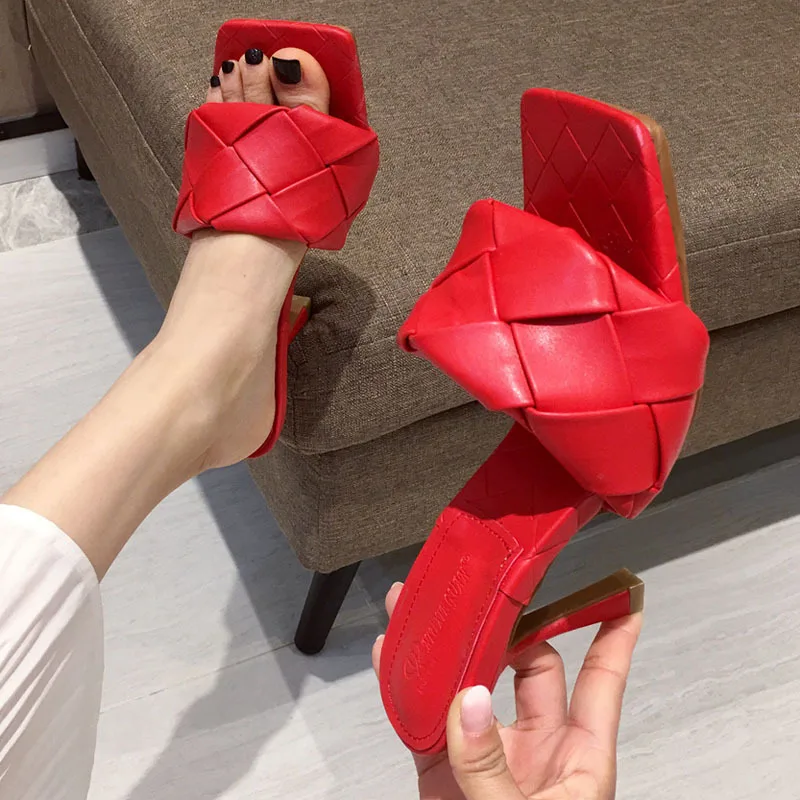 Luxury Design Slides Women 9cm High Heels Mules Fetish Summer Sandals Ladies Stilettos Heels Slippers Sexy Stripper Shoes