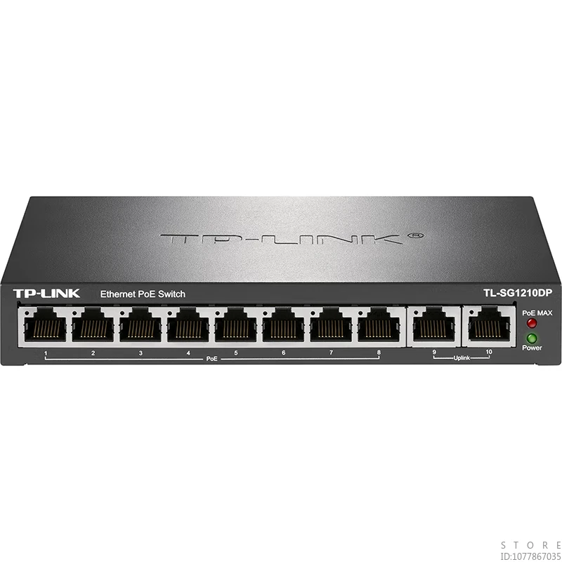 TP-LINK 8-port Gigabit PoE+2 Gigabit Uplink 10-port PoE Switch Network Splitter 1000M Switch TL-SG1210DP VLAN Support