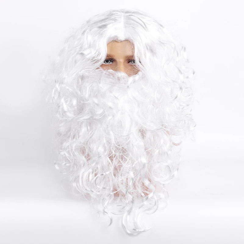 Santa Claus , European American Long Curly Hair Christmas Wig and Beard Set