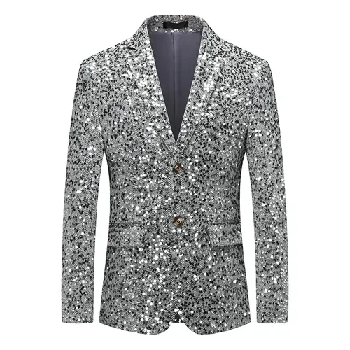 Stylish Men Blazer Casual Slim Fitness Formal One Button Office Suit Blazer Coat Sequins Suit Jacket Masculino Blazers Men