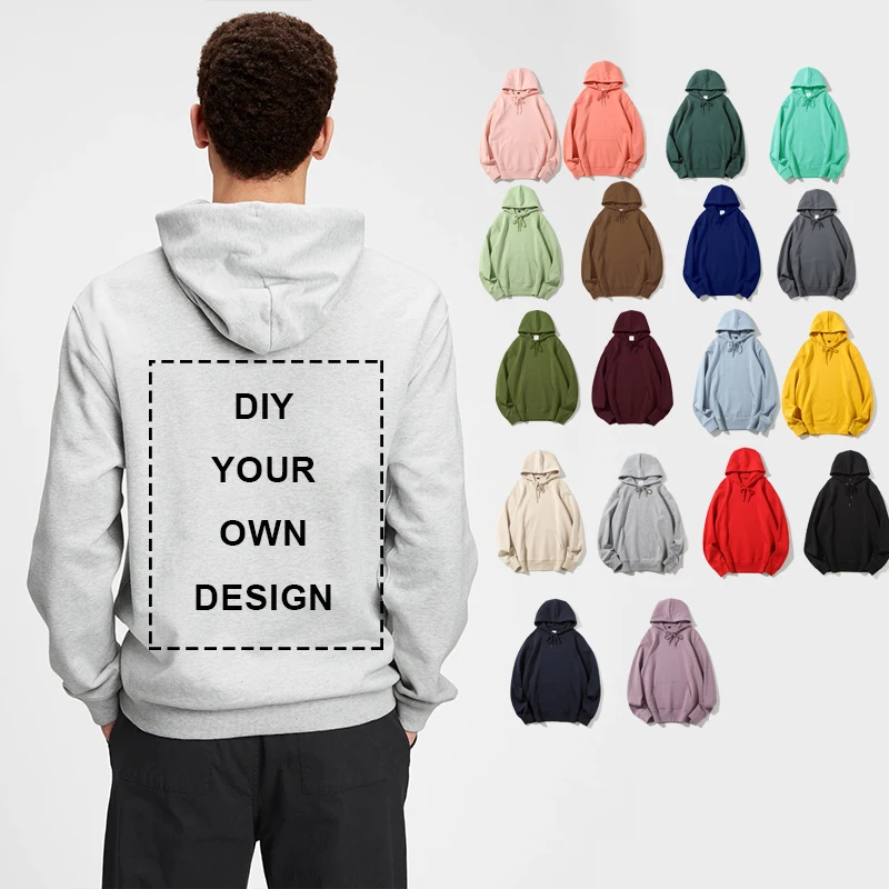 Your own design brand logo / picture custom men\'s and women\'s DIY hoodie sweatshirt casual fleece hoodie loose fashion 22 colors