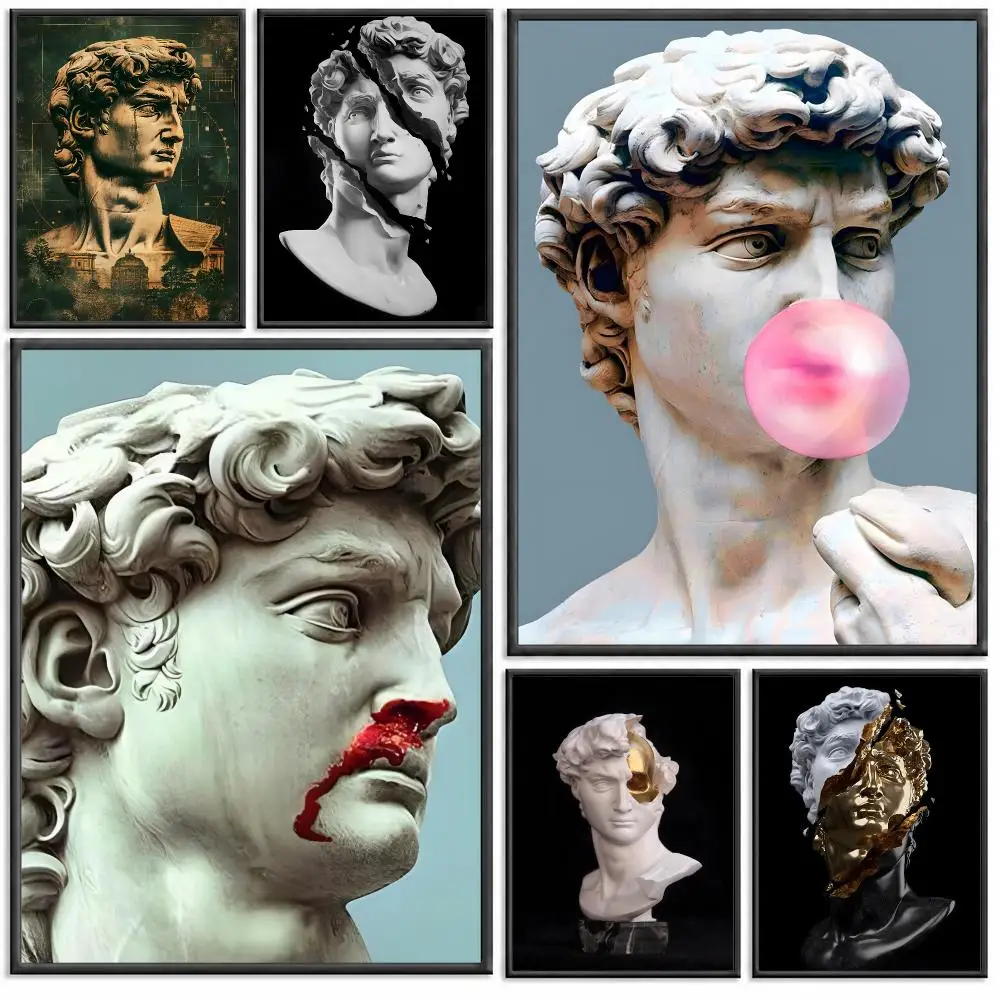 funy David Sculpture Poster Modern PP Paper Wall Decorative for Cafe Office Bar Home Wall Decor Gift