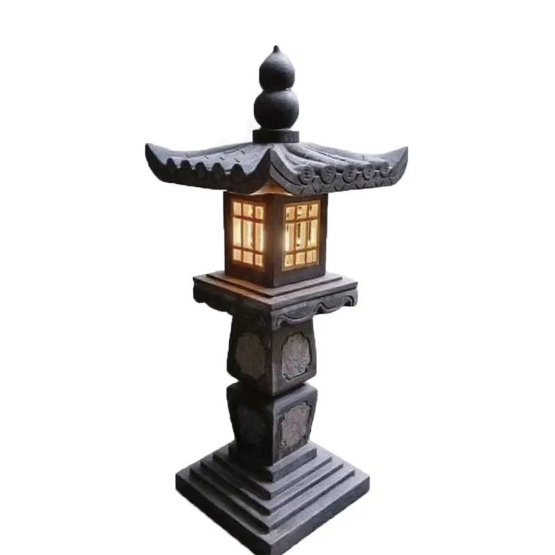 Outdoor courtyard lawn light courtyard solar stone lamp ornament
