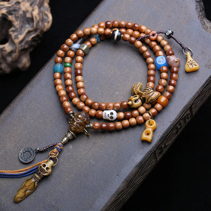 Necklace Bracelet Natural Cook 108 Buddhist Prayer Sweater Chain Twisted Agate Thread Beads Bo