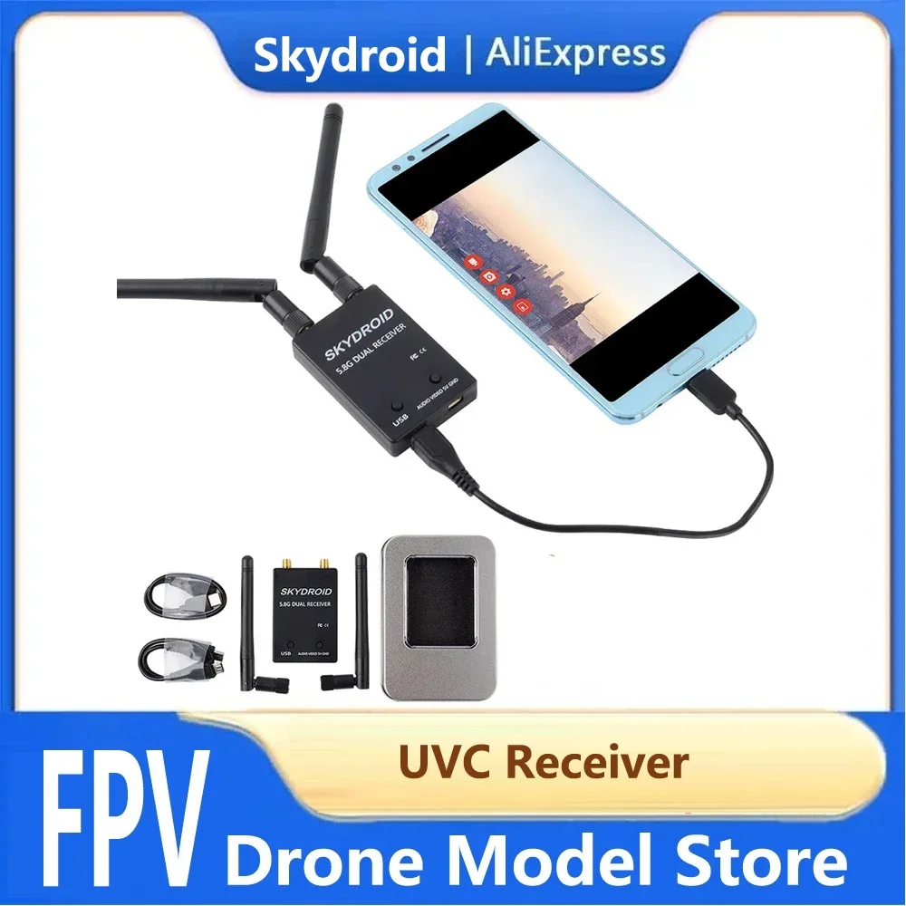 

Skydroid UVC Одинарный/двойной антенный приемник управления OTG 150CH 5.8G Полноканальный FPV-приемник с аудио для Android Смартфон PC M