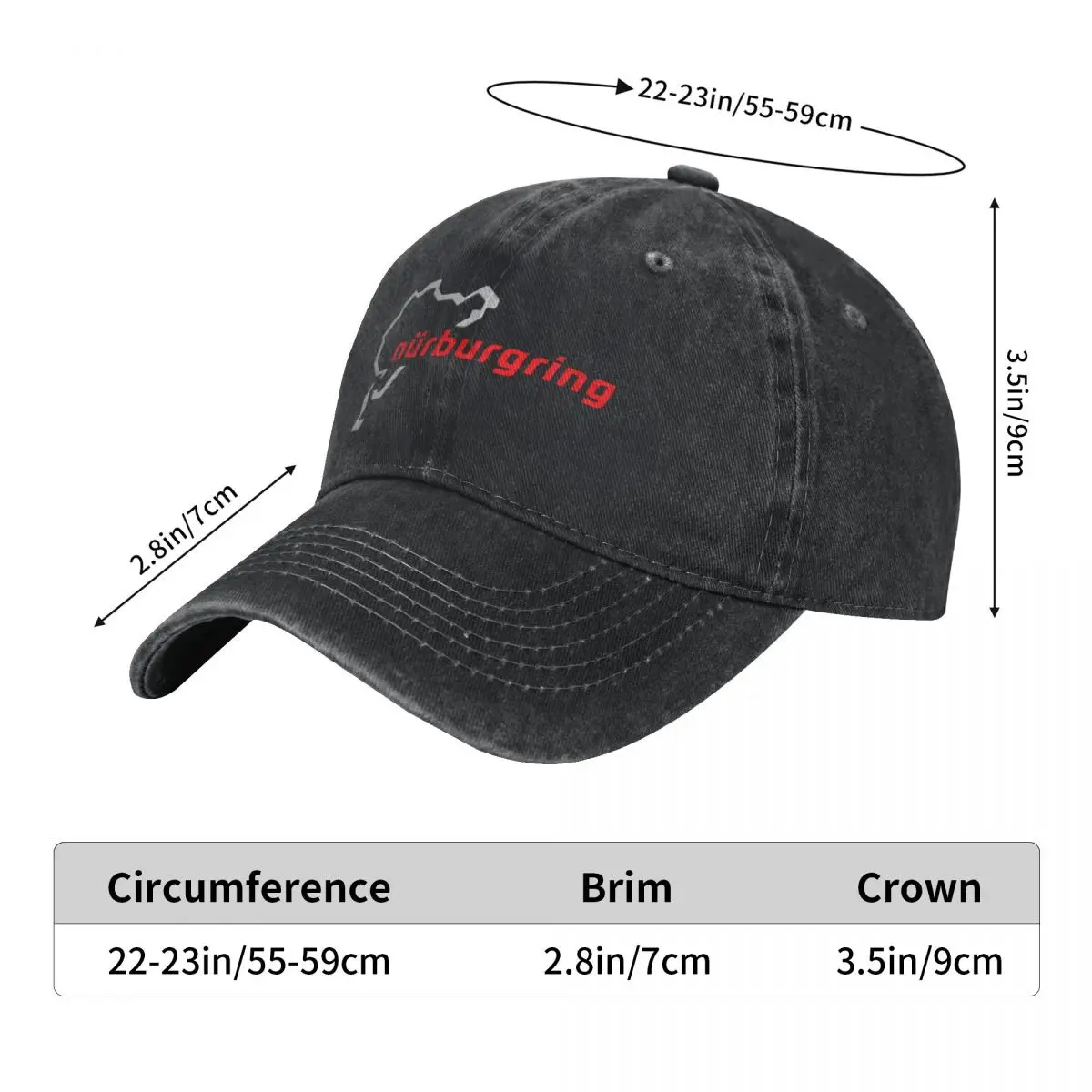 N Rburgring grijs rood mode baseball cap pet baseball cap