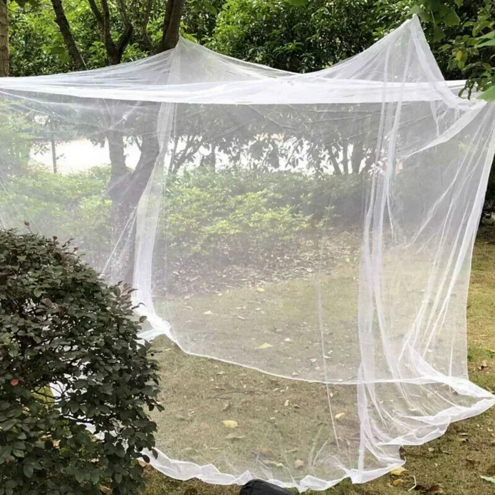 200x200x180cm White Camping Mosquito Net Travel Repellent Tent Indoor Outdoor Insect Tent 4 Corner Post Canopy Hanging Bed