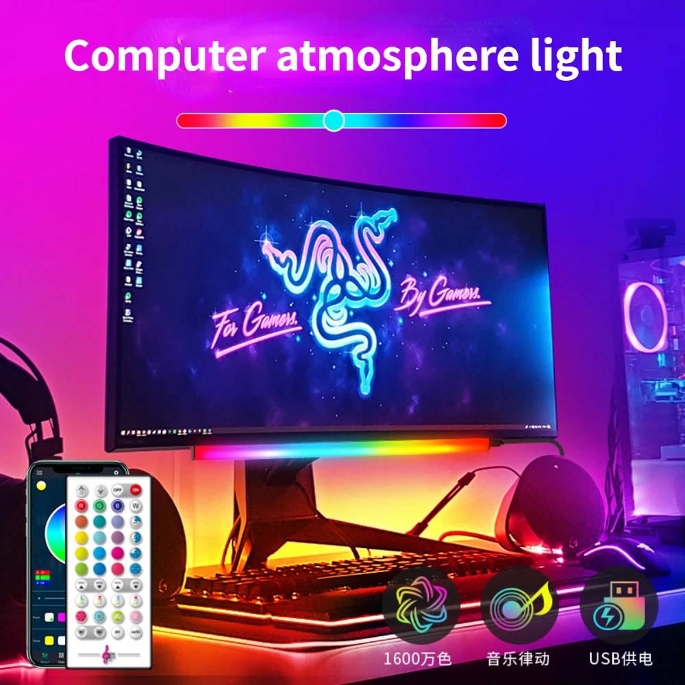 Sfeer Licht Spel Usb Touchscreen Hanglamp Led Muziek Toetsenbord Bluetooth Phantom Computer Pickup Licht