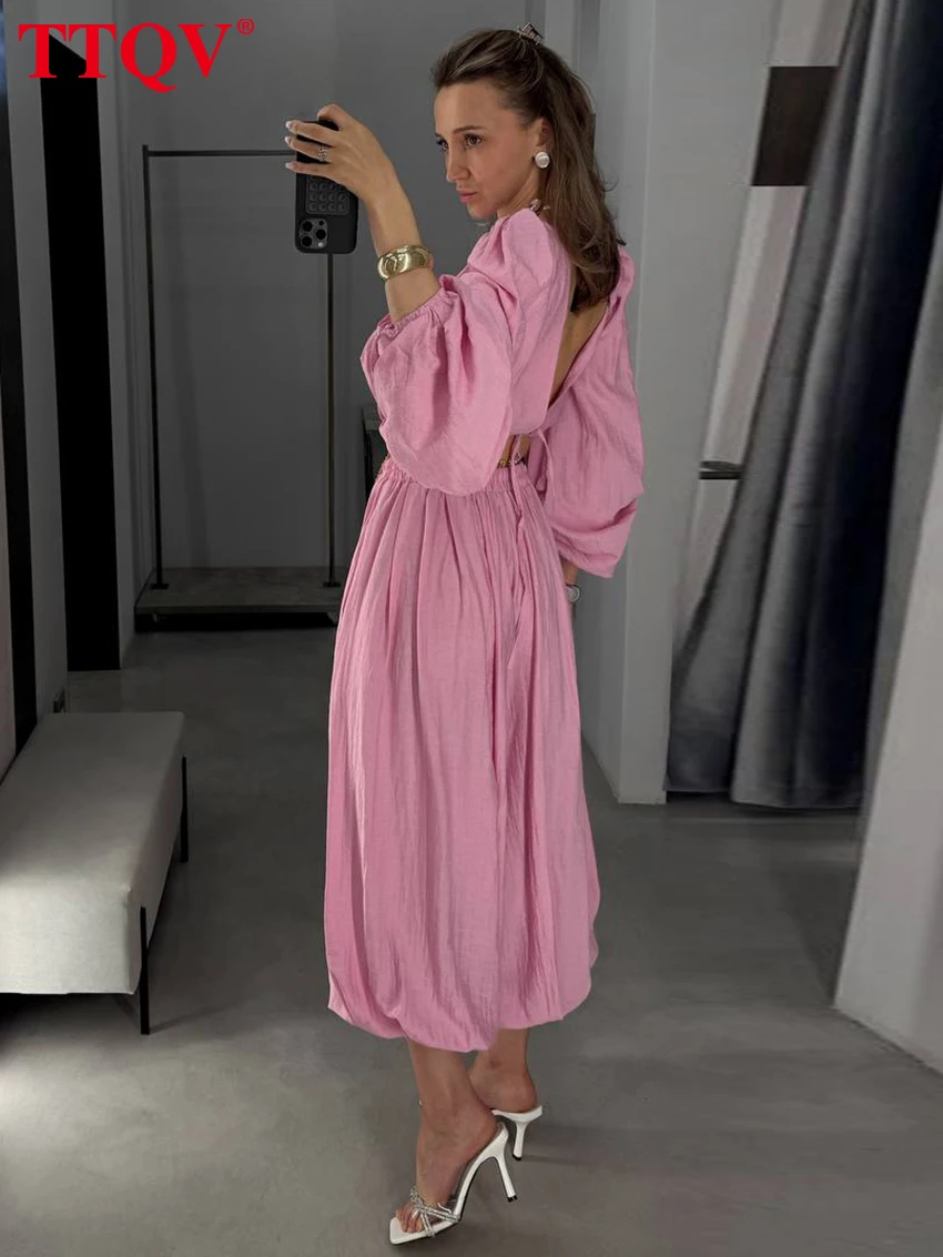 Women's Pink 2-Piece Crop Top & Wide Leg Pants Set