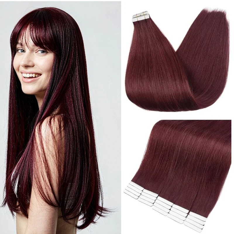 real-human-hair-tape-in-extensions-20pcs-22inch-99j-p18-613-50g-easy-remove-for-wedding-elegance-look-wholesale