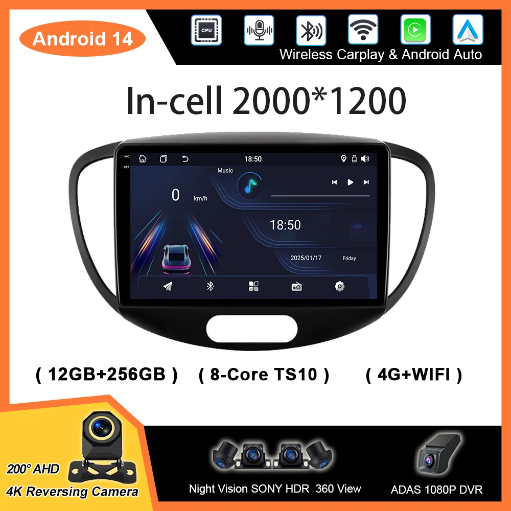 

Car DVD Radio For Hyundai i10 2007 2008 2009 2010-2013 Auto Stereo Multimedia Player Android 4G GPS Navigation 2din 4G Carplay
