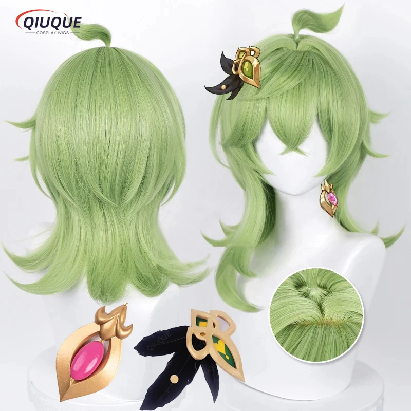 

Collei Cosplay Wig Game Impact Sumeru Collei 55cm Long Green Heat Resistant Synthetic Hair Anime Wigs + Wig Cap