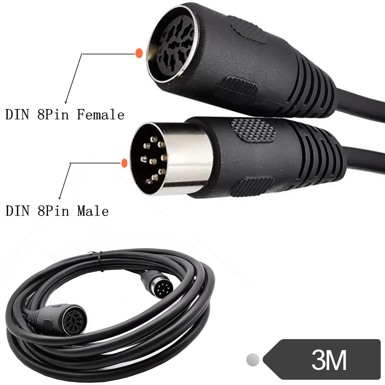 Male to female 8 PIN DIN Extention speaker Audio Cable conference audio system line hand in hand microphone line 0.5/1.5/3m