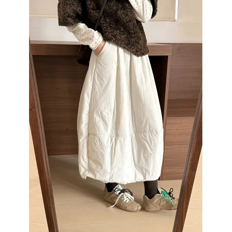 

plus Size Women's Slimming Cotton Bud Skirt Warmth A-Line Skirt Cover up Autumn Winter New Sle Casual mid Waist Design