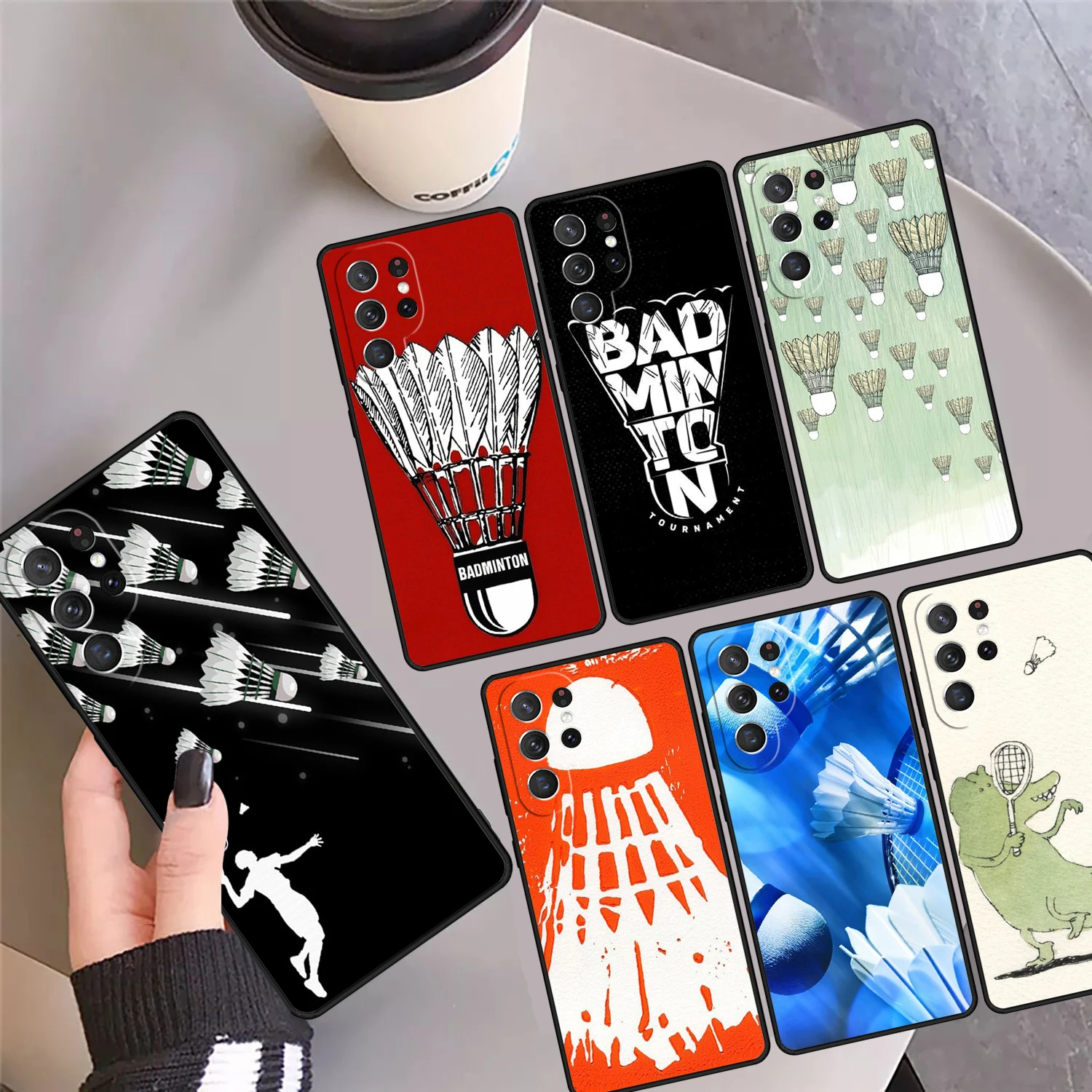 

Badminton Sport Phone Case Cover Coque For Samsung Galaxy S24 S25 Ultra S23 S22 Plus S21 FE S20 Note 10 20 Pro Ultra