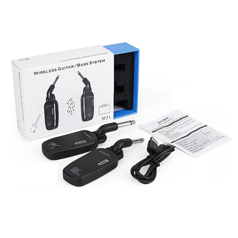 UHF Wireless Guitar Transmitter and Receiver Set  Clear and Stable Signal Transmission  90dB Dynamic Range  USB Rechargeable