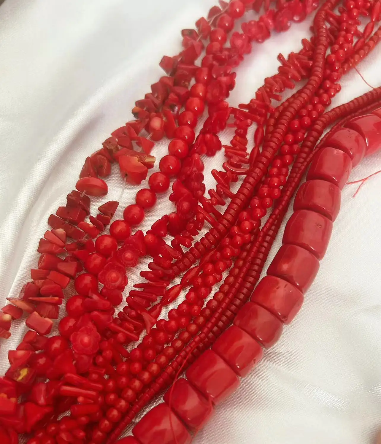 Different Shapes Natural Sea Bammboo Red Coral Jewelry Making Beads 15inch