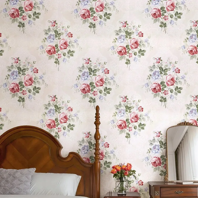 American Rustic Vintage Flower Wallpaper Retro Large Floral Wallpapers Roll Living Room Bedroom Decor Murals Wall Paper 3d