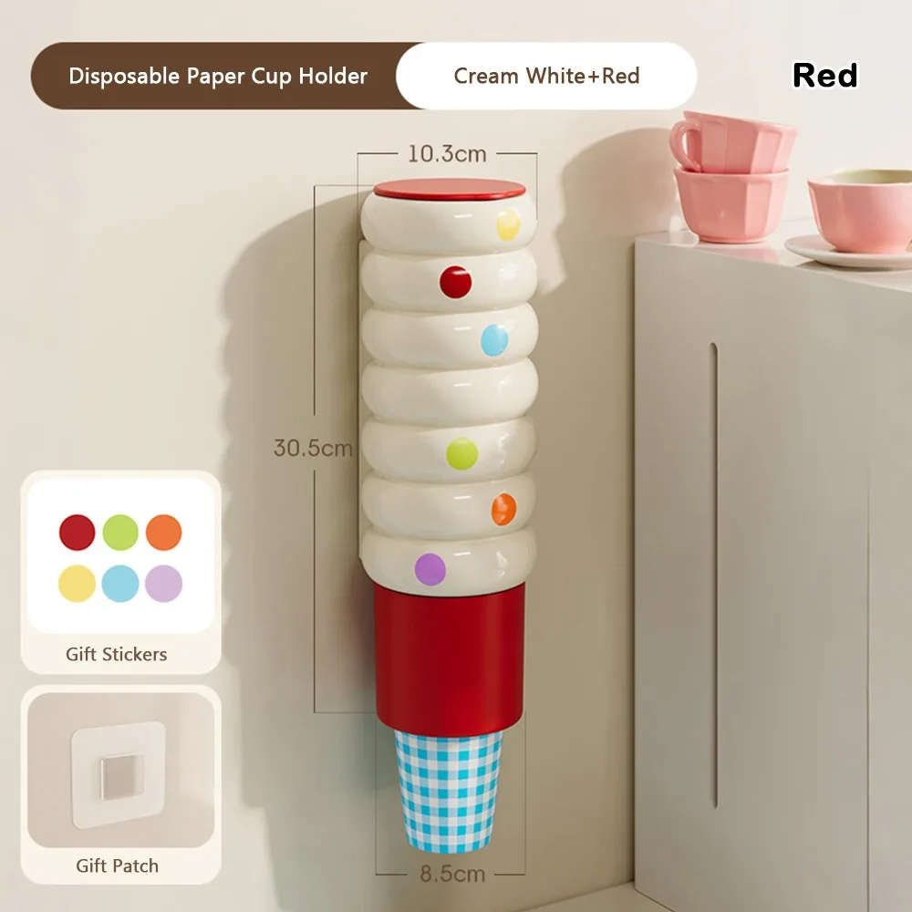 

Durable Briquettes Pattern Disposable Cup Holder Punch-free Dustproof Cup Storage Rack Wall Mounted Paper Cup Rack