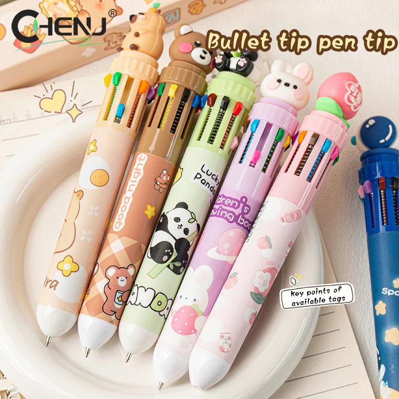 Cartoon Capybara Cute Animal 10Color Ballpoint Pen Signature Pen School Student Stationery Writing Supplies Kids Gift Funny Pens