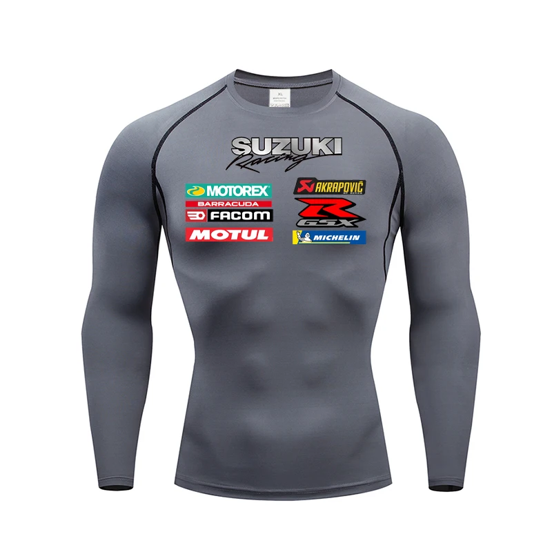 

Men's Quick-Drying Breathable Sports Suzuki Factory Uniform Long-Sleeved Tight-Fitting Shirt, gym sports sweatshirt, Bicycle Top