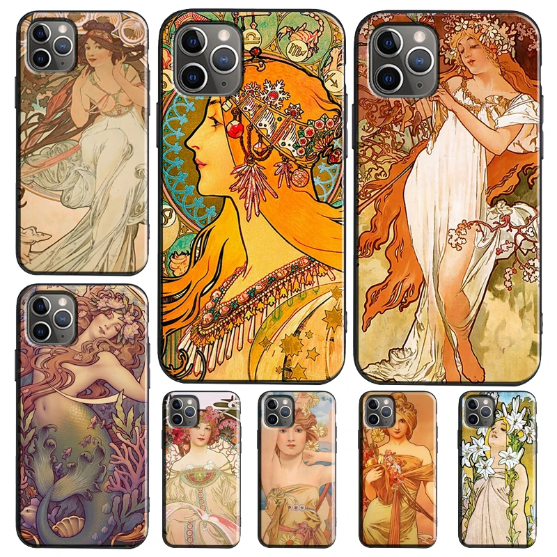 Vintage Alphonse Mucha Art Funda For Samsung Galaxy S26 S25 S23 S22 S20 S24 Ultra S9 S10 Plus S21 FE S25 FE Phone Case