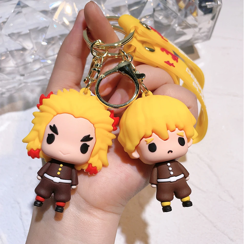 Cartoon Anime Ghost Slayer: Blade Doll Silicone Keychain Creative Trend Two-dimensional Soft Rubber Keychain Pendant Wholesale