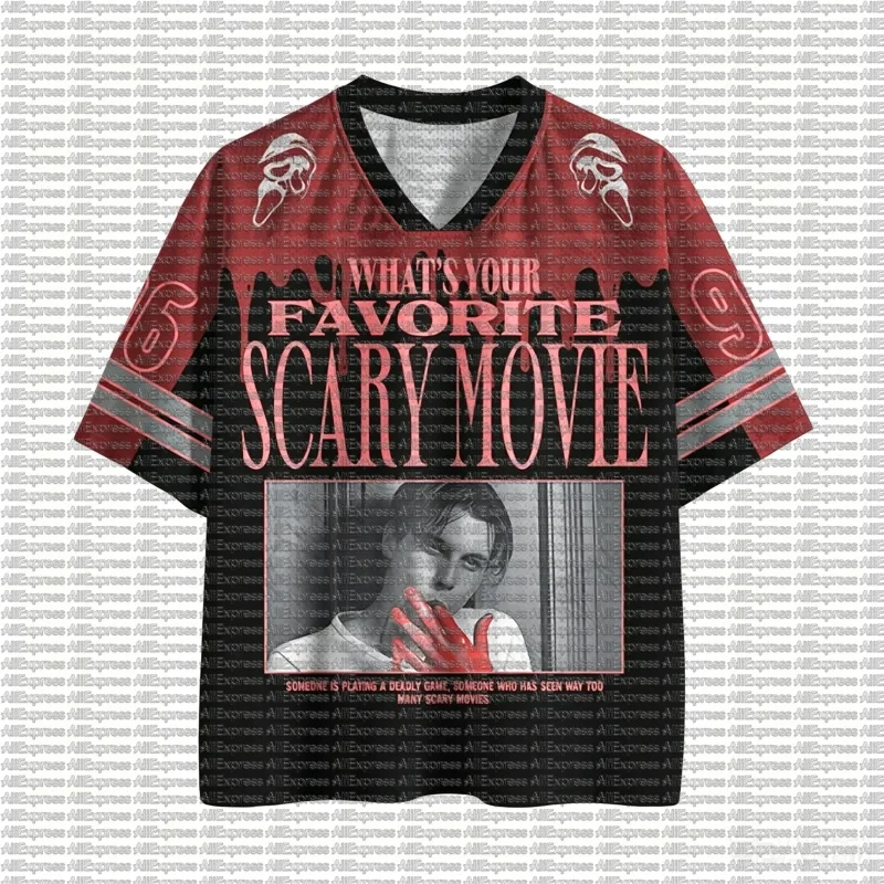2026 Terror Series Pattern Printed New Men's T-shirt V-neck 3D Quick Drying Casual Outdoor Sports Adult Children's T-shirt