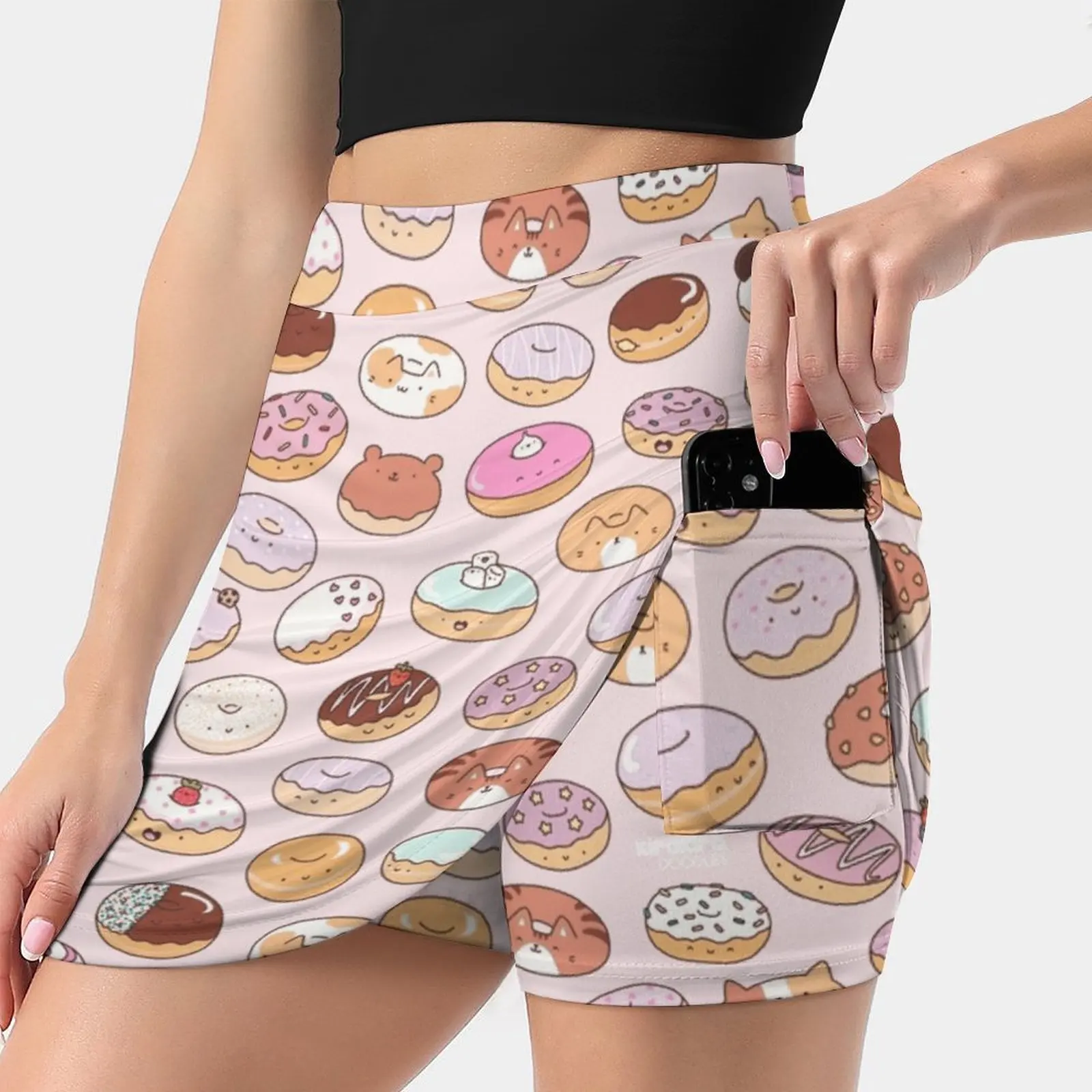 

Mmm.. Donuts! Women's skirt With Hide Pocket Tennis Skirt Golf Skirts Badminton Skirts Running skirts Kawaii Cute Donuts Donut