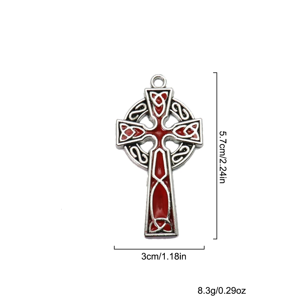2pcs Vintage Distressed Alloy Celtic Cross Pendants, Gothic Enamel Drop Oil DIY Jewelry Charms