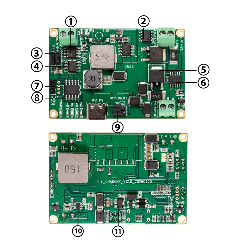 Módulo cargador solar MPPT 3.7V Batería de litio Tipo-C 5-24V 10-30W Panel solar Salida 5V/12V para DIY LoRa Arduino Raspberry Pi 4