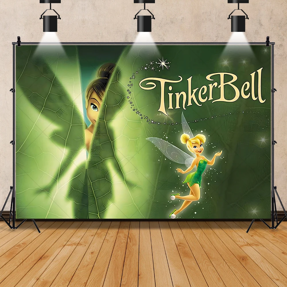 Tinker Bell Custom Background  Birthday Party Photo Fairy Theme Party Baby Shower Banner for Birthday Decoration