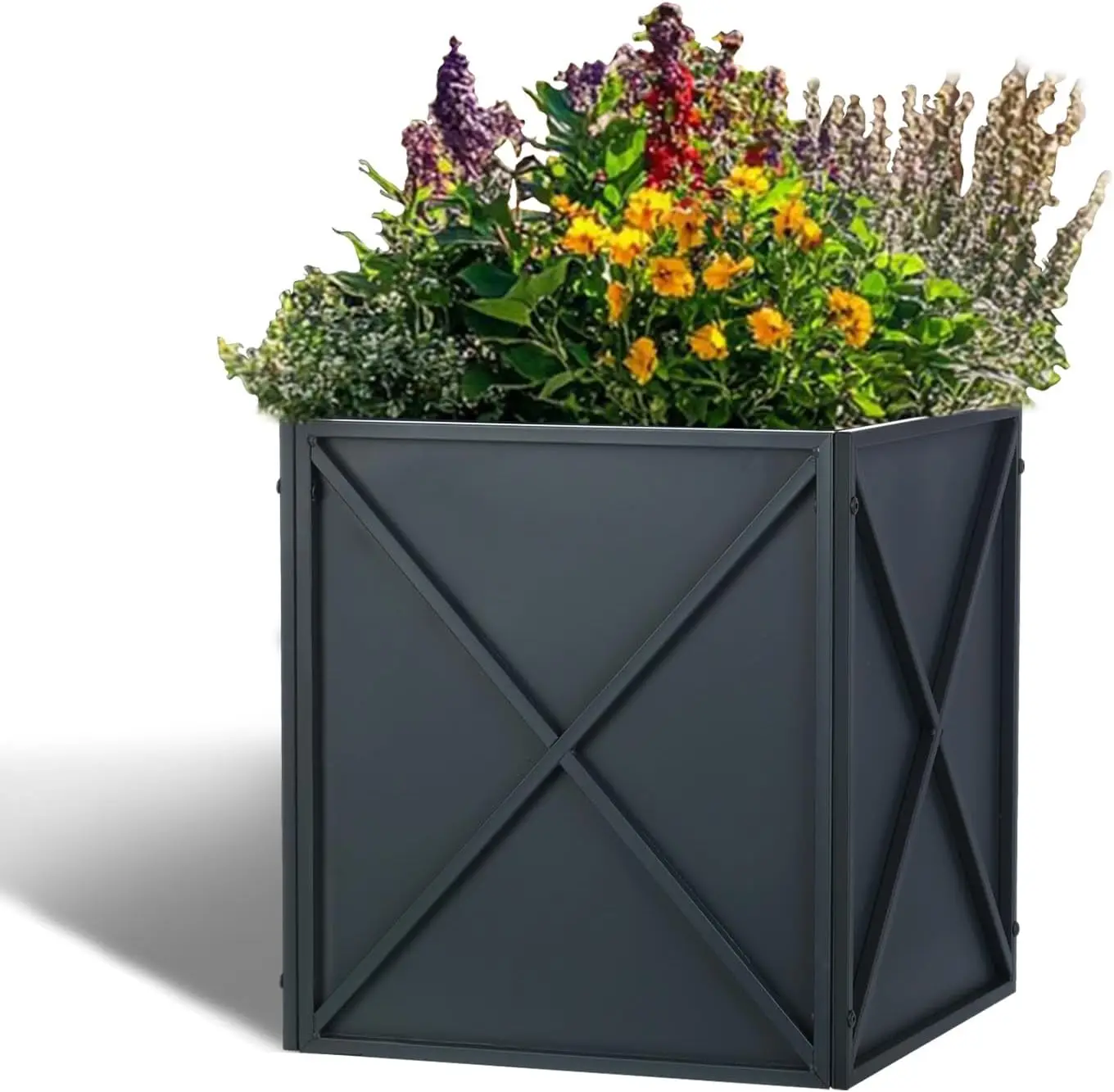 

Large Square Metal Planter 17'x17'x18' Grey with Drainage Holes