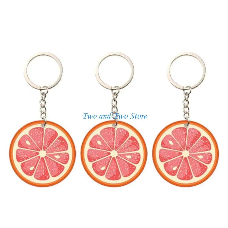 HX6F Colorful Fruit Slices Keychain Acrylic Keyring Decoration For Women Girls Gift