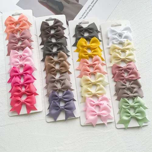 Imagen 2 del producto 10 Uds gran oferta 4 estilos conjunto con rizador de lazos para el cabello niñas pequeñas horquillas con lazos nuevos sombreros para niños accesorios para el cabello de regalo