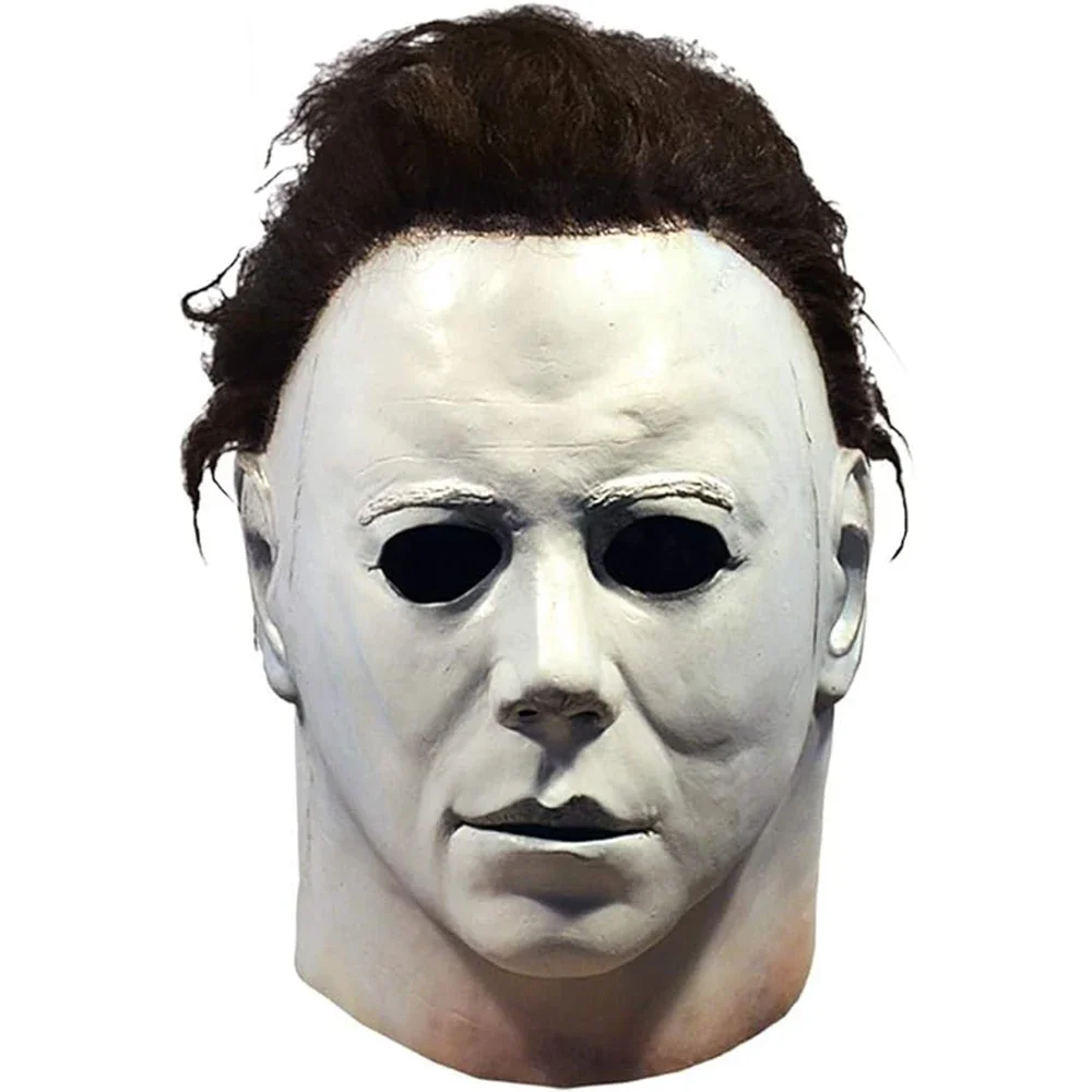 

Halloween Mask Michael Myers White Latex Mask Movie Cosplay Rave Party Horror Killer Michael Myers Mask Prank Props Kids Gifts