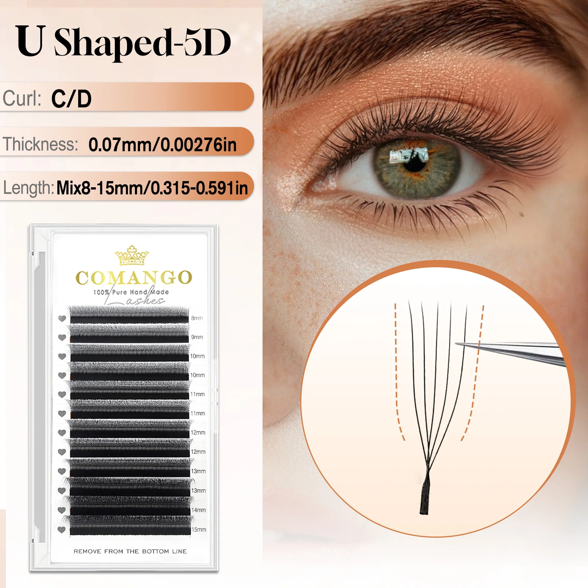 CoMango 3D 4D 5D U-förmige LU-Curl-Wimpernverlängerung Premium-weiche künstliche Wimpern vorgefertigte Fächer-U-Wimpern Schönheits-Make-up