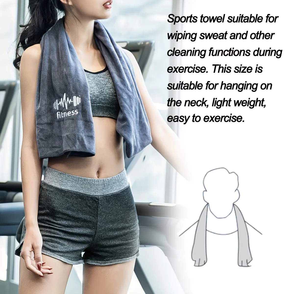 Microfiber Sports Fitness Towel Super Soft Quick Dry Sweat Absorbent Towel Multifunctional for Gym Yoga Tennis Swimming Outdoor