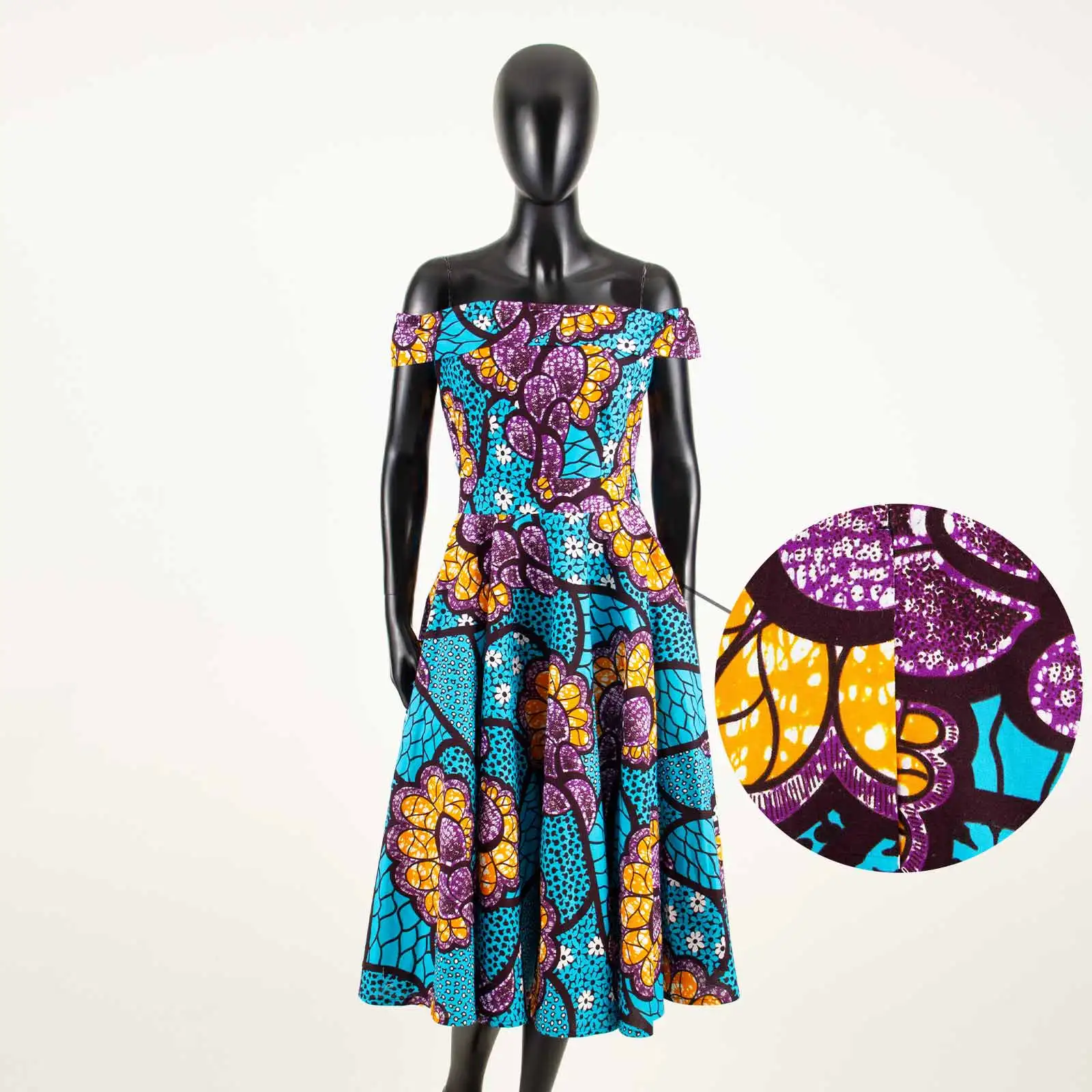 African Dresses for Women Ankara Print Off Shoulder Traditional African Clothing Strapless Dress Ankara Attire A722516