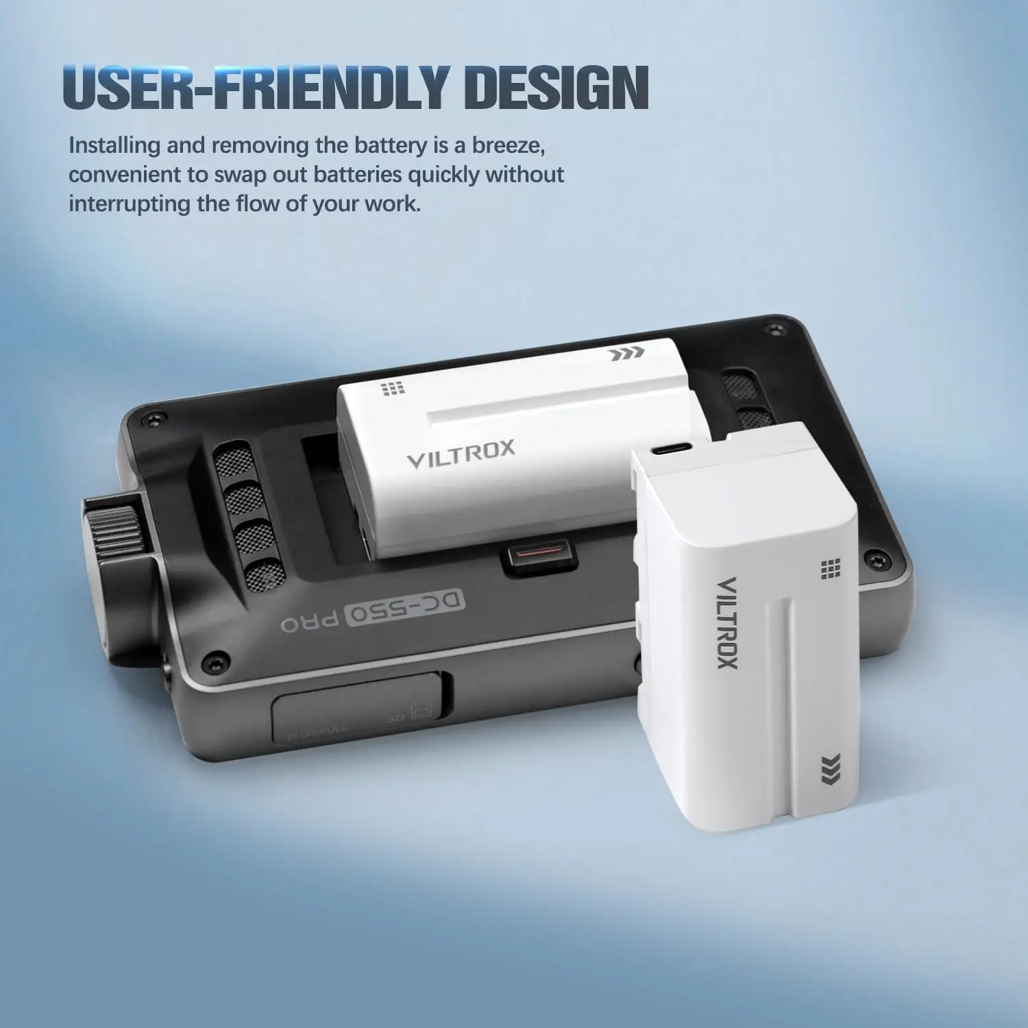 بطارية ليثيوم محمولة Viltrox ، واجهة من النوع C ، مؤشر طاقة ليد للشاشة