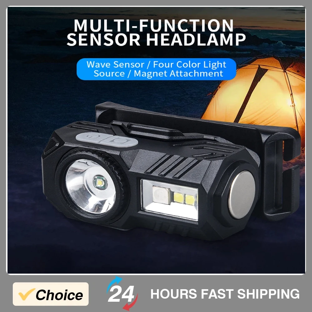 كشاف أمامي LED قابل لإعادة الشحن، مصباح أمامي عالي السطوع، غطاء محمول بمشبك مع 9 أوضاع إضاءة للخارج #1