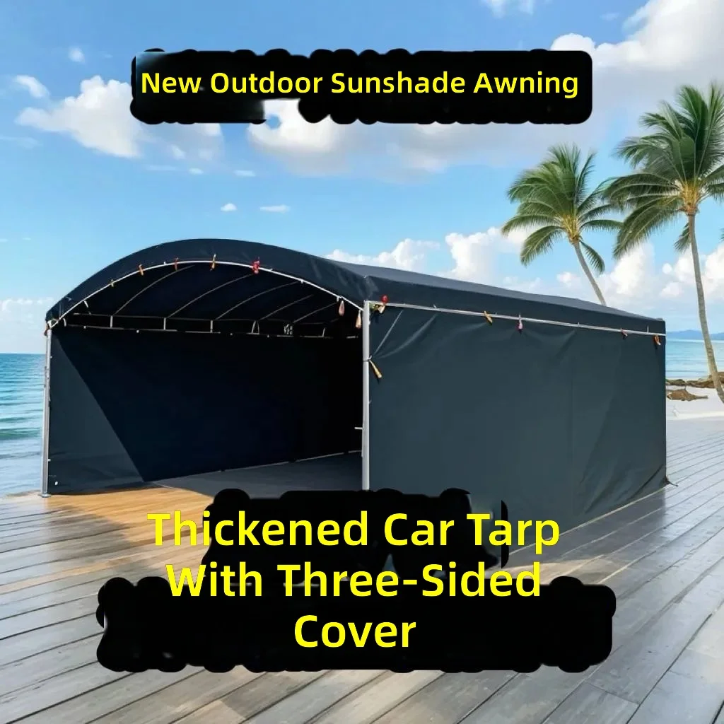 Thickened Outdoor Carport Sunshade Tent, Heavy Duty Tarp Canopy for Events, Waterproof Market Stall Shelter, Portable Gazebo