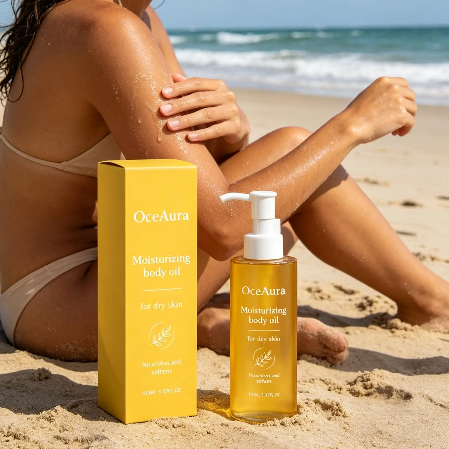 

OceAura Moisturizing Body Oil Dry Skin Remover Rough Skin Treatment Improve Texture Organic Castor Oil Hydrating Body Oil 100ml