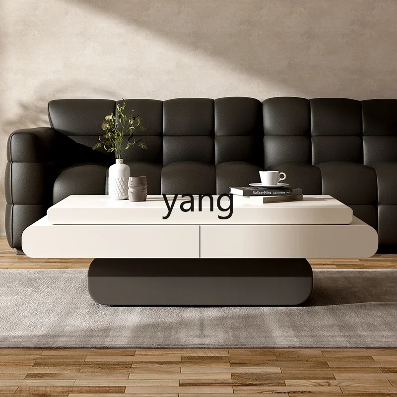 LH cream wind solid wood coffee table floor storage size apartment creative art living room coffee table