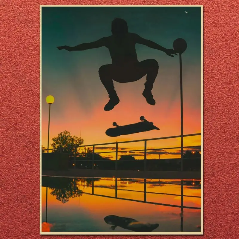 Trend Skateboard ing Kraft papier Poster Schlafsaal Schlafzimmer Café dekorative Malerei Foto rahmen Wanda uf kleber