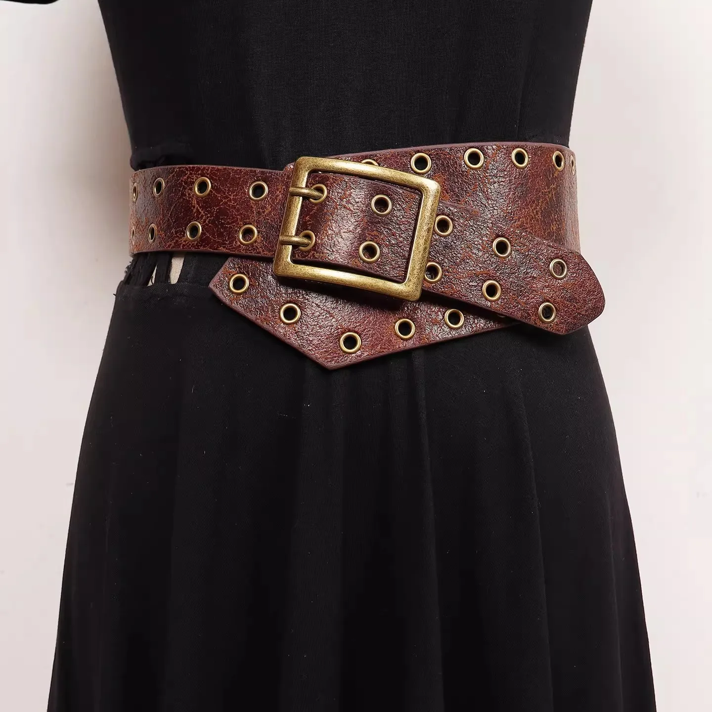 Women's Vintage PU Leather Cummerbunds Female Dress Corsets Waistband Belts Decoration Wide Belt R2502