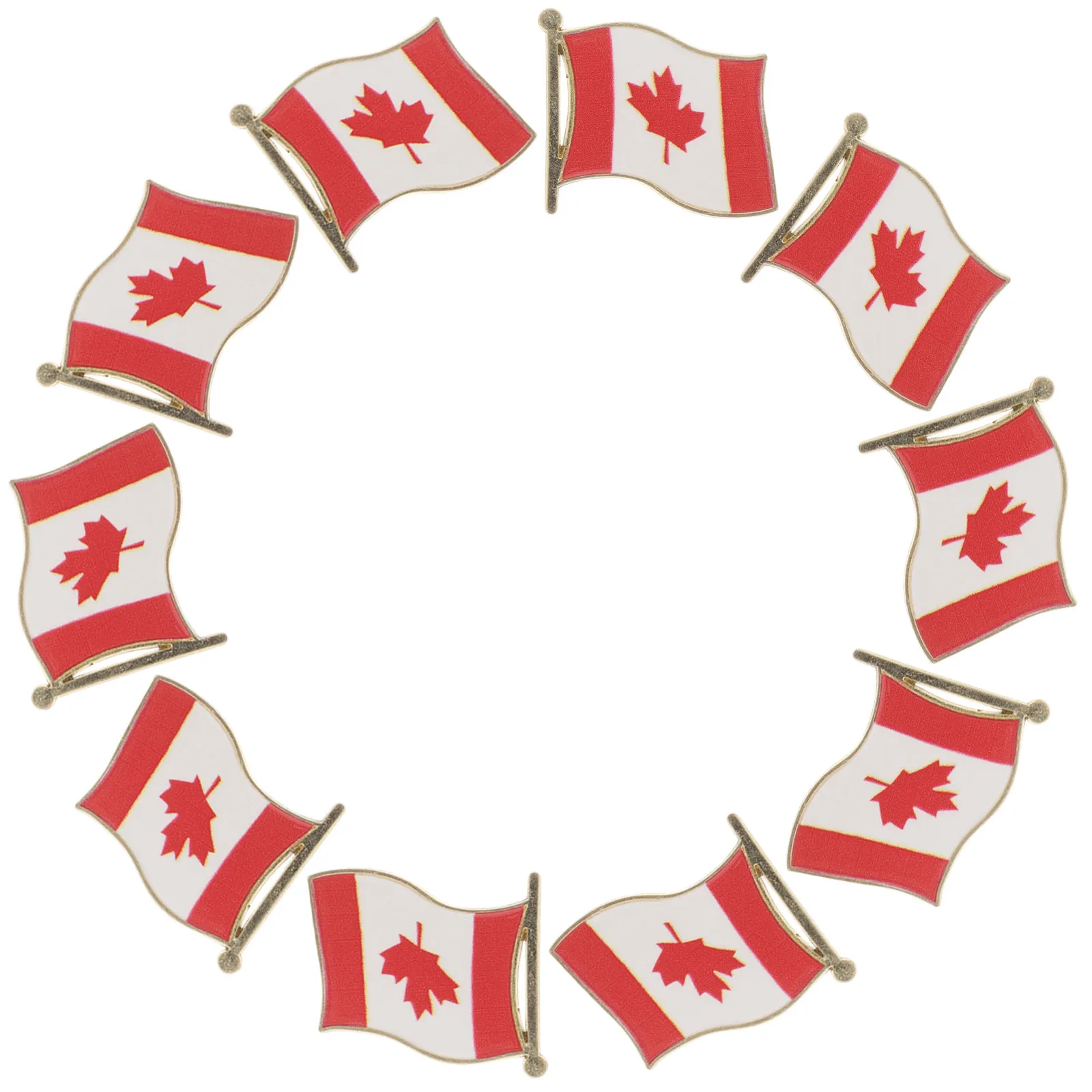 10Pcs National Flag Badge Lapel Pin Lightweight Metal Canadian Flag Brooch for Clothes Backpack Souvenir Medal Brooch Pin